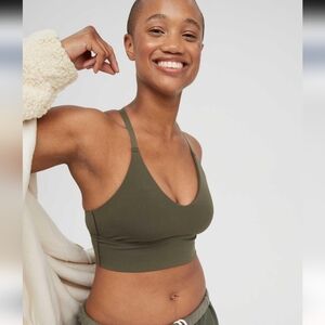 Offline By Aerie Real Me Strappy Back Sports Bra Size Medium Army Green